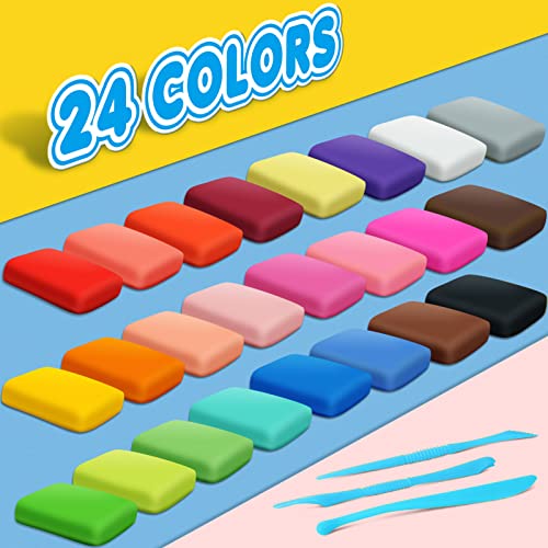 24 Colors Magic Clay - Air Dry Clay , Modeling Clay for Kids with Tools, Soft & Ultra Light, Toys Gifts for Age 3 4 5 6 7 8+ Years Old Boys Girls Kids