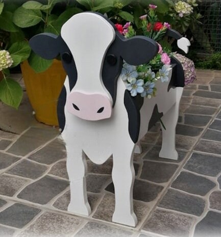 Cow Planter Wooden Planter Box DIY Kit Realistic Animal Garden