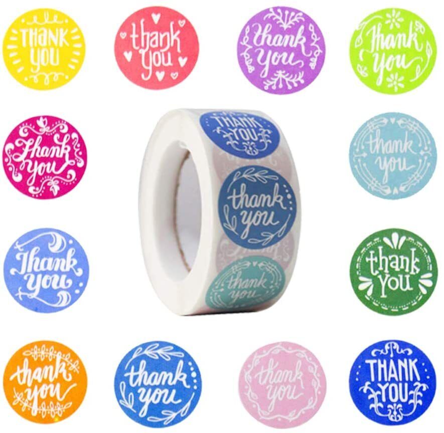 Kitcheniva 500 Pcs Thank You Stickers 1&#x22; to 1.5&#x22; DIY Labels