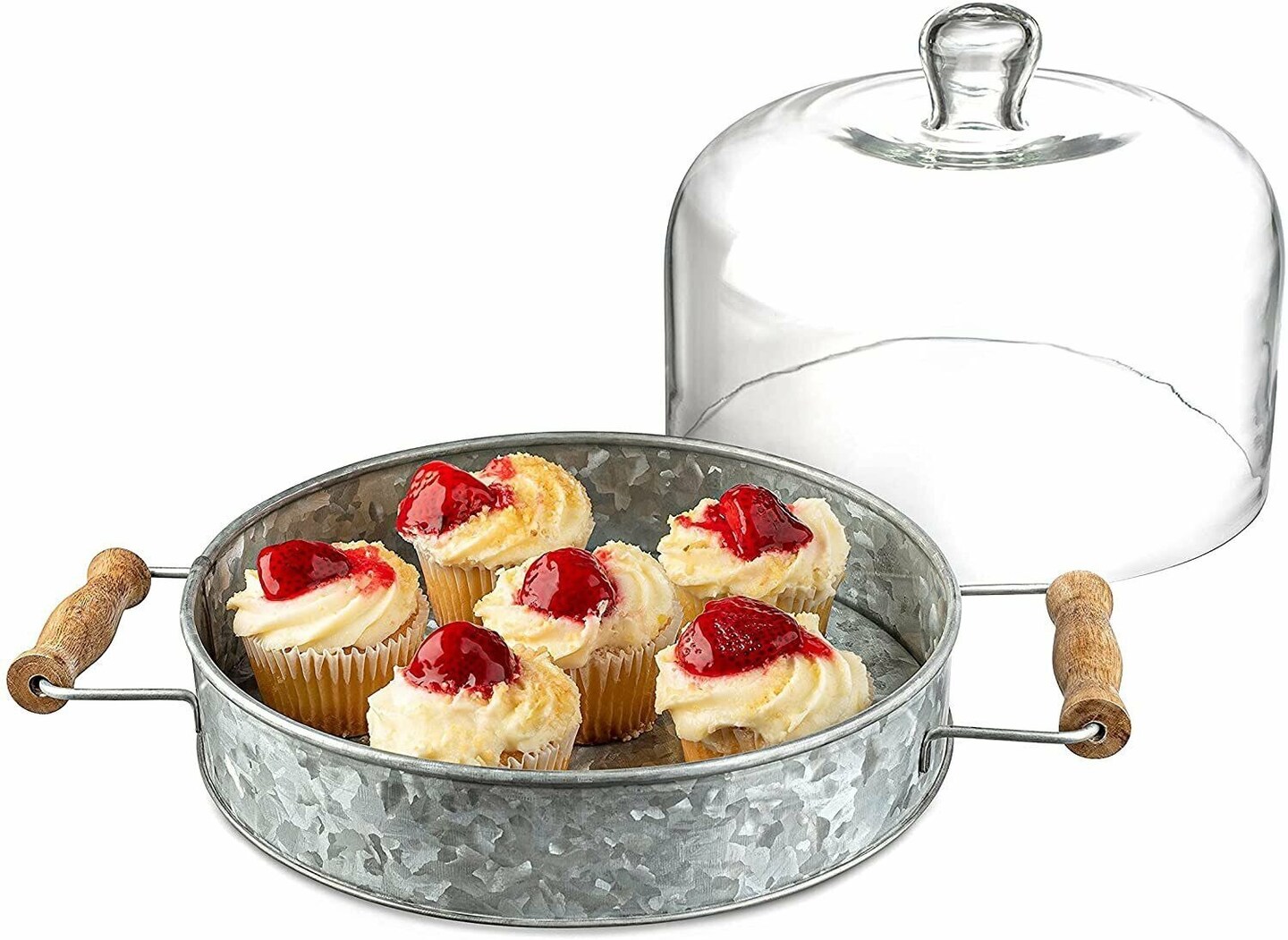 Farmhouse Cake Plate with Glass Dome for Rustic Kitchen and Dining