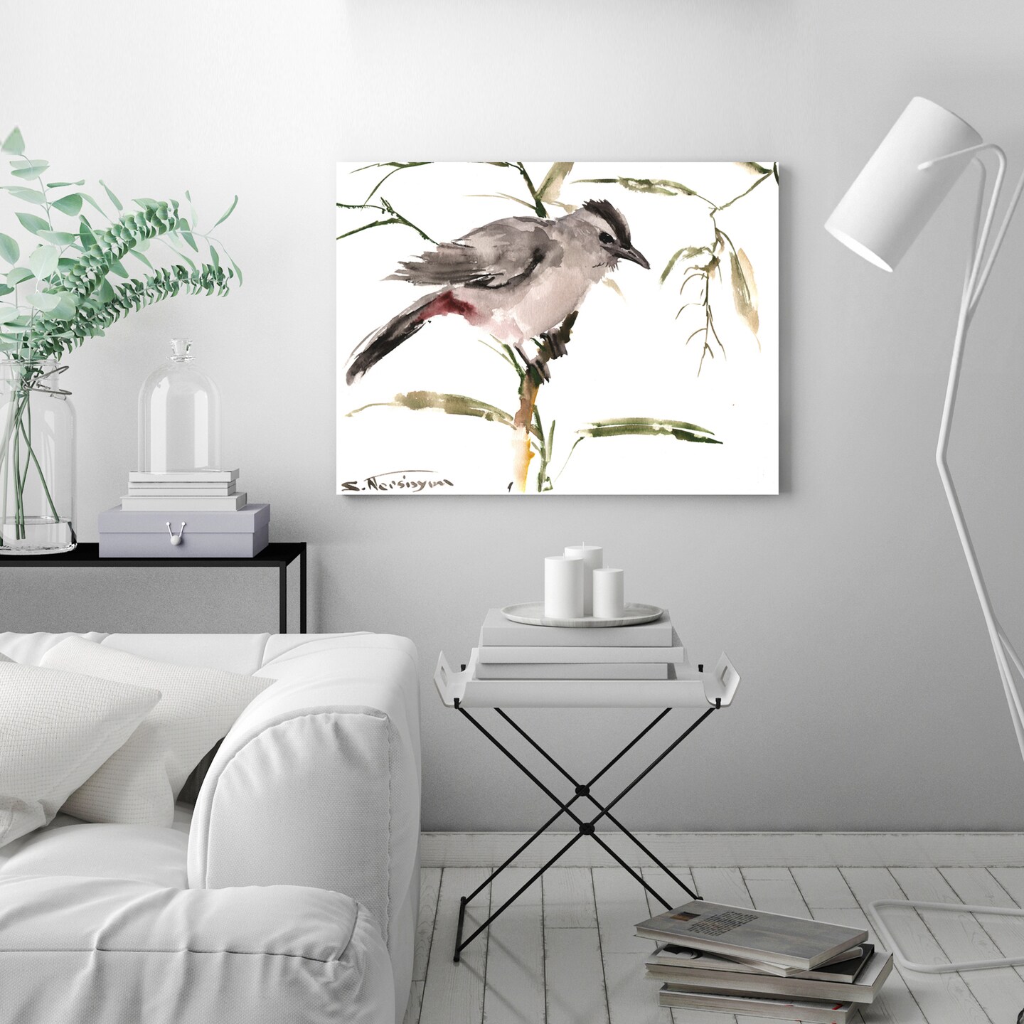 Grey Cat Bird by Suren Nersisyan  Gallery Wrapped Canvas - Americanflat