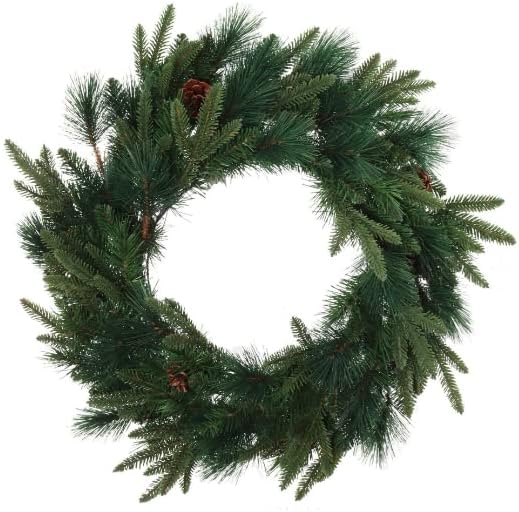 24" Angel Pine Wreath - 6 Realistic Pine Cones, Lush Greenery, Perfect for Front Doors, Walls, Mantels - Ideal for Holiday & Year-Round Decor - 2024 Christmas Collection, Floral Home by Artificial Flowers