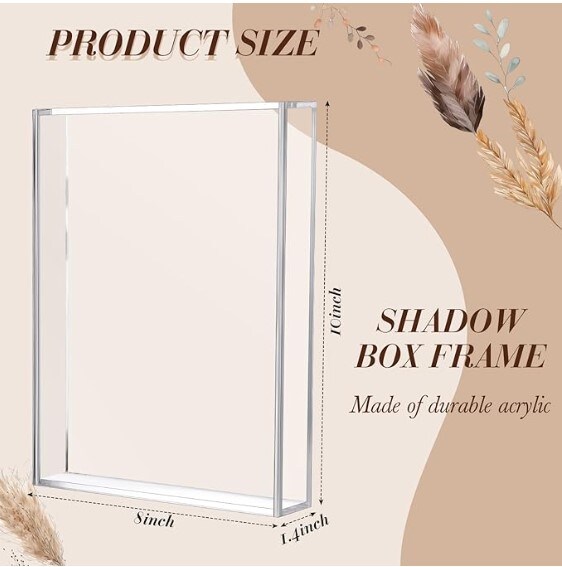 Shadow Box Frame DIY Clear Acrylic Display Box Wedding Memory Box Dried Flower Shadow Box Picture Photo Frame for Birthday Wedding Party (8 x 10&#x27;&#x27;)