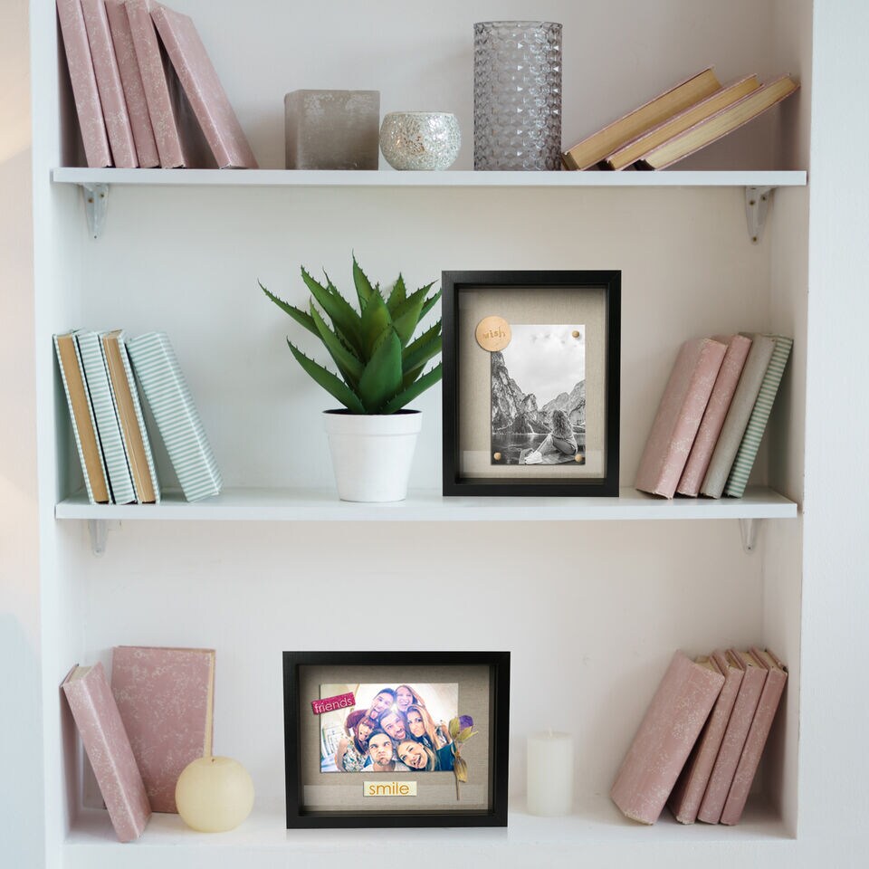 Black Shadow Box Display Case Wood Picture Frame .