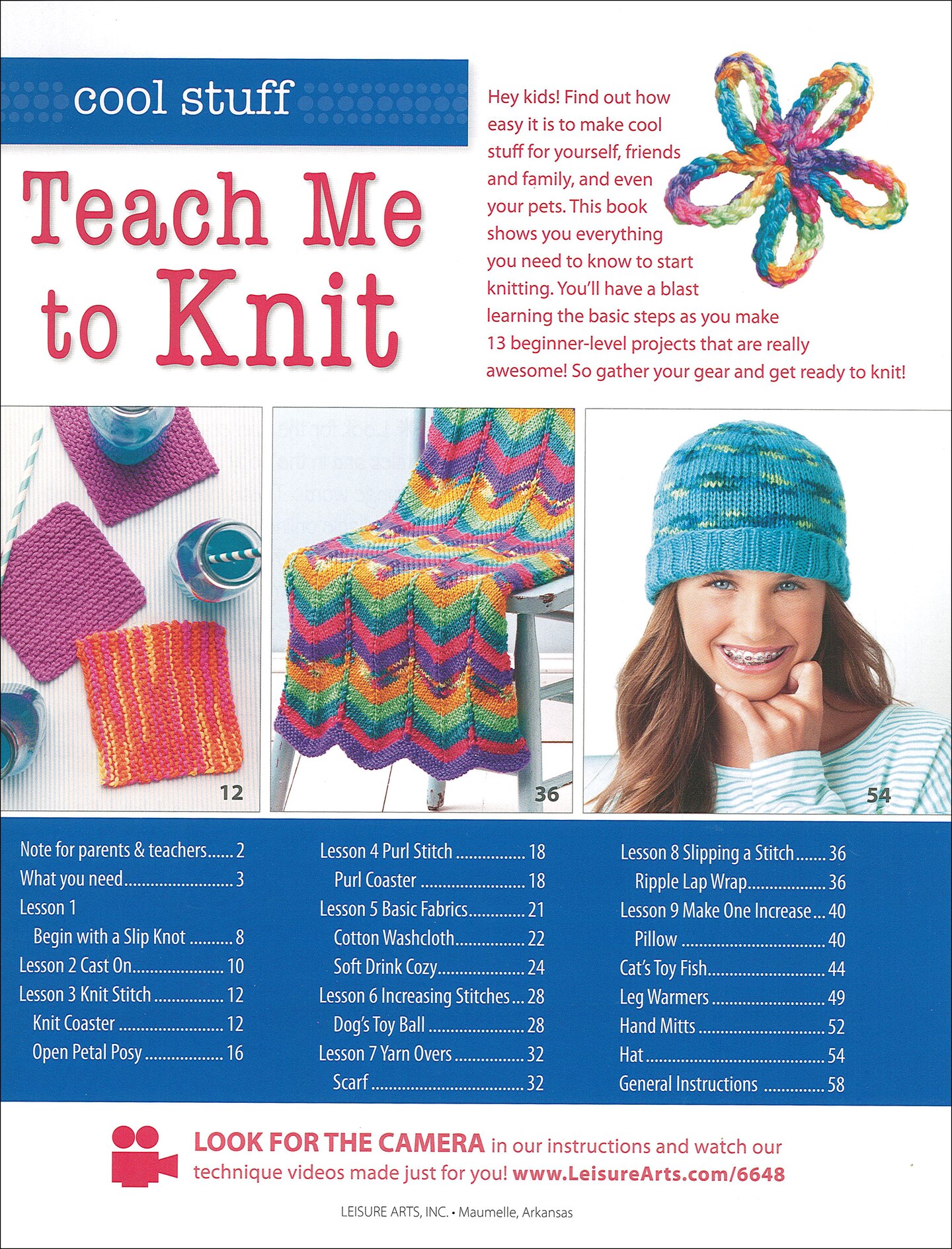 Leisure Arts Teach Me To Knit Knitting Book