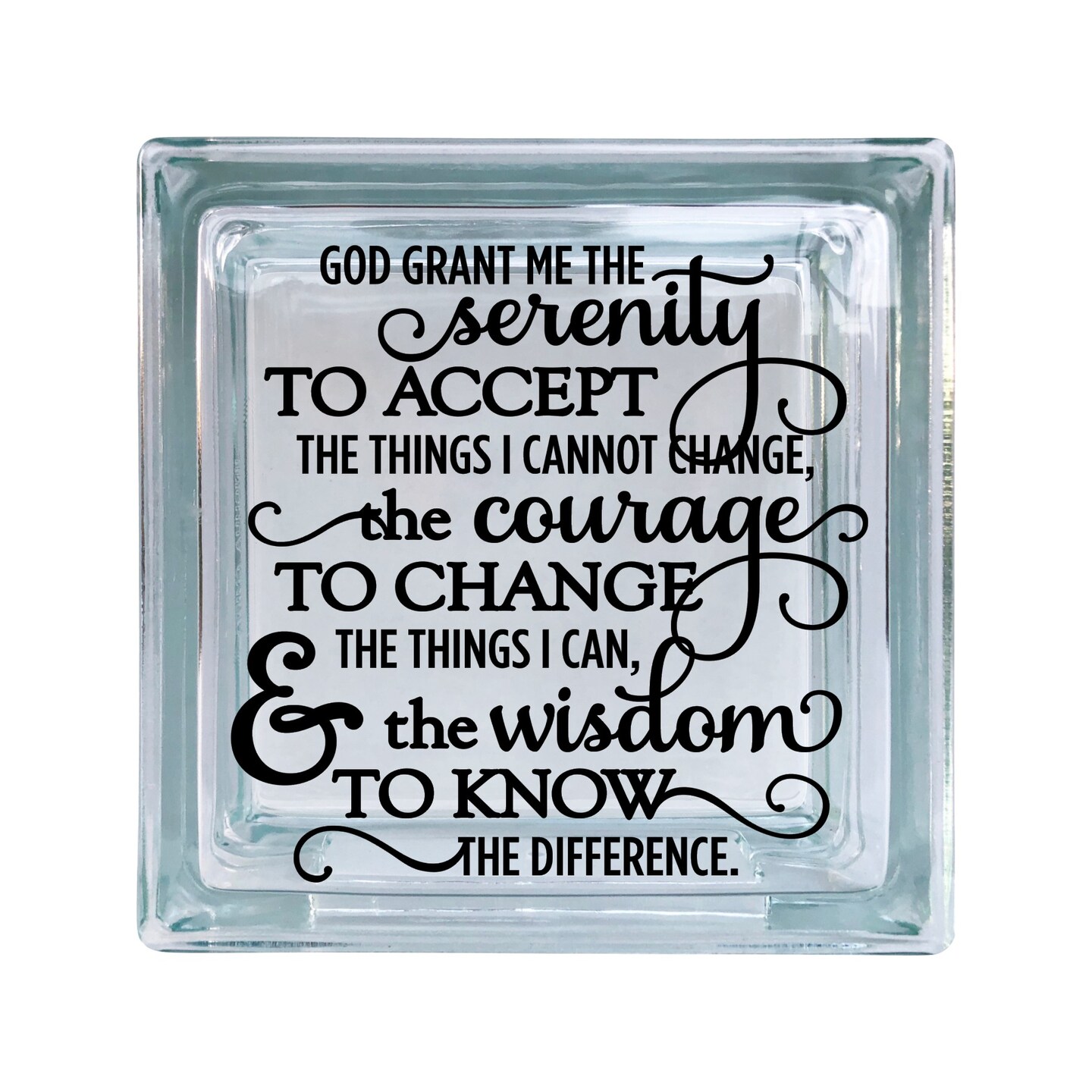 Serenity Prayer Religious Inspirational Vinyl Decal For Glass Blocks