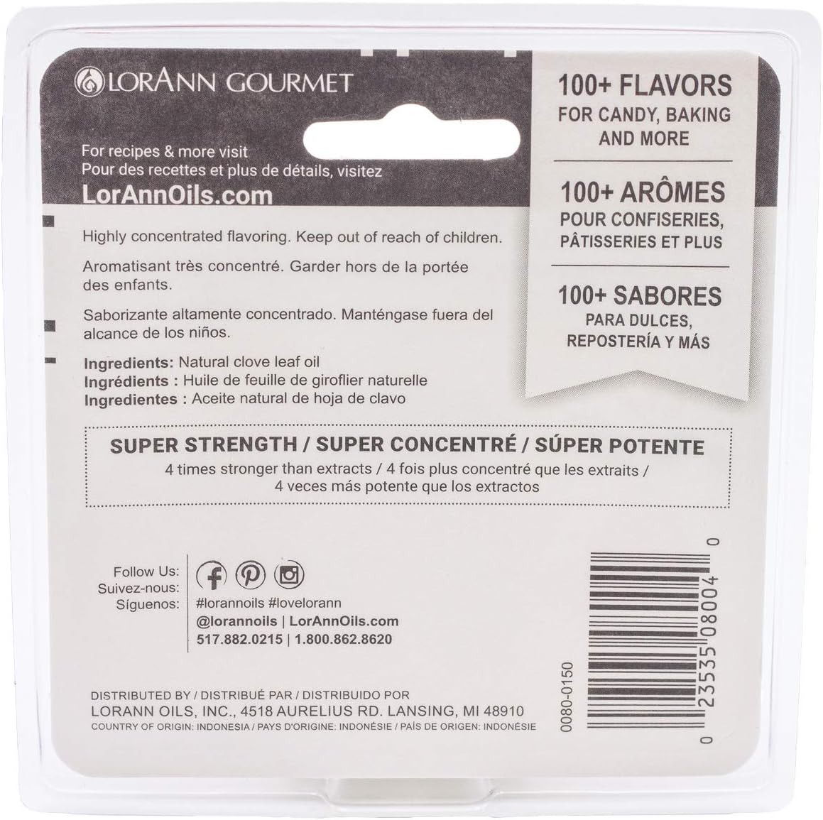 LorAnn Clove Leaf Oil SS Natural Flavor, 1 dram bottle (.0125 fl oz - 3.7ml - 1 teaspoon) Twin pack blistered