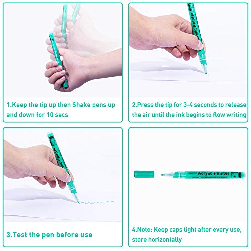 Acrylic Paint Pens, Paint Marker for Rock Painting, 18 Colors Permanent Acrylic Markers Fine Tip Ideal for Craft, Glass, Fabric, Ceramic and More