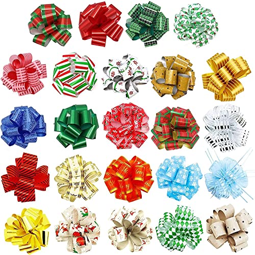 JOYIN 48 PCS Christmas Pull Bows with Ribbon 5&#x201D; Wide for Gift Wrapping &#x26; Gift Tags, Boxing Day Decorations, Holiday D&#xE9;cor Present Wrapping