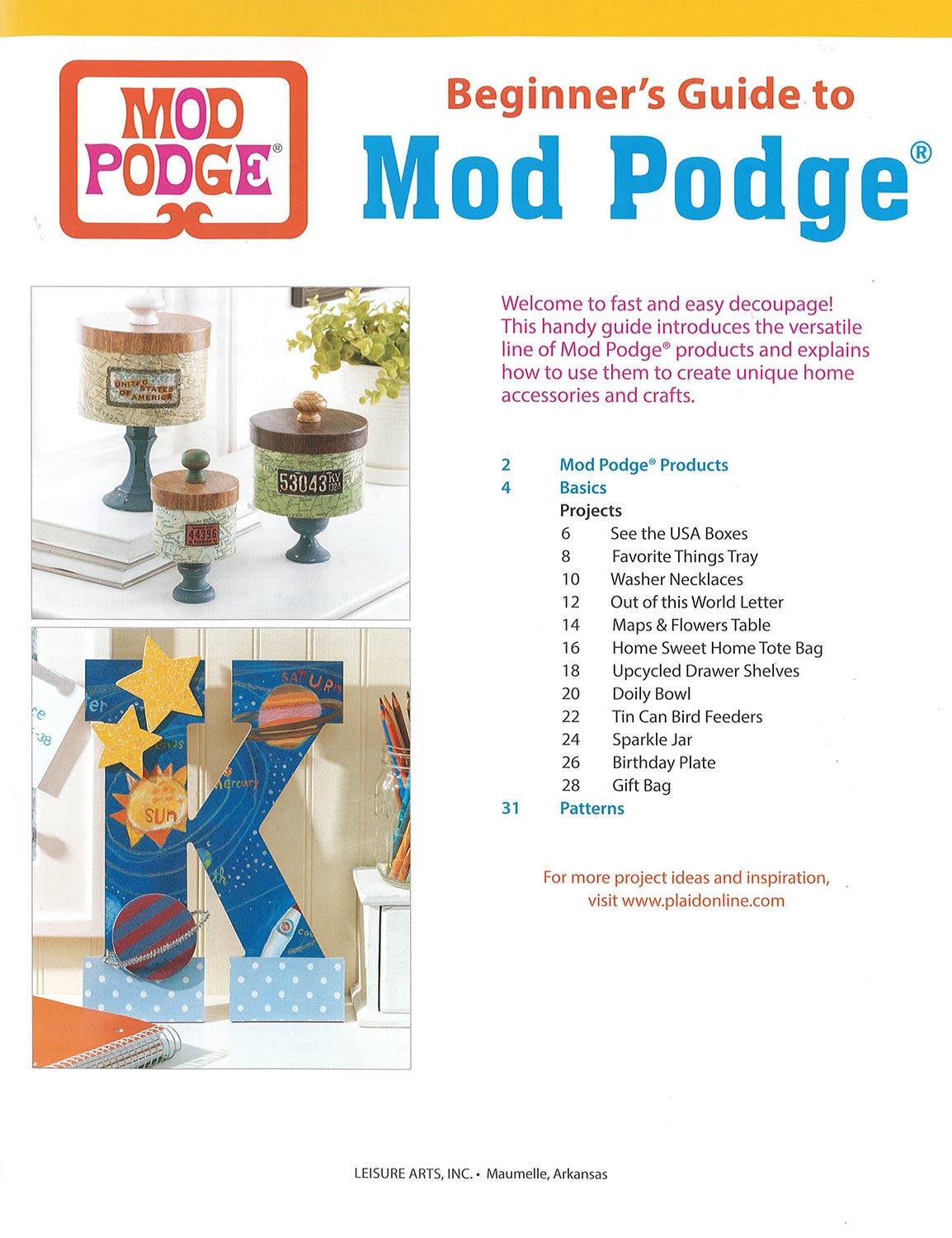 Leisure Arts Beginners Guide to Mod Podge Crafting Book