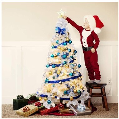 Nightcore Artificial, Xmas Pine Easy Assembly, Christmas Tree with Solid Metal Legs, White (5 FT)