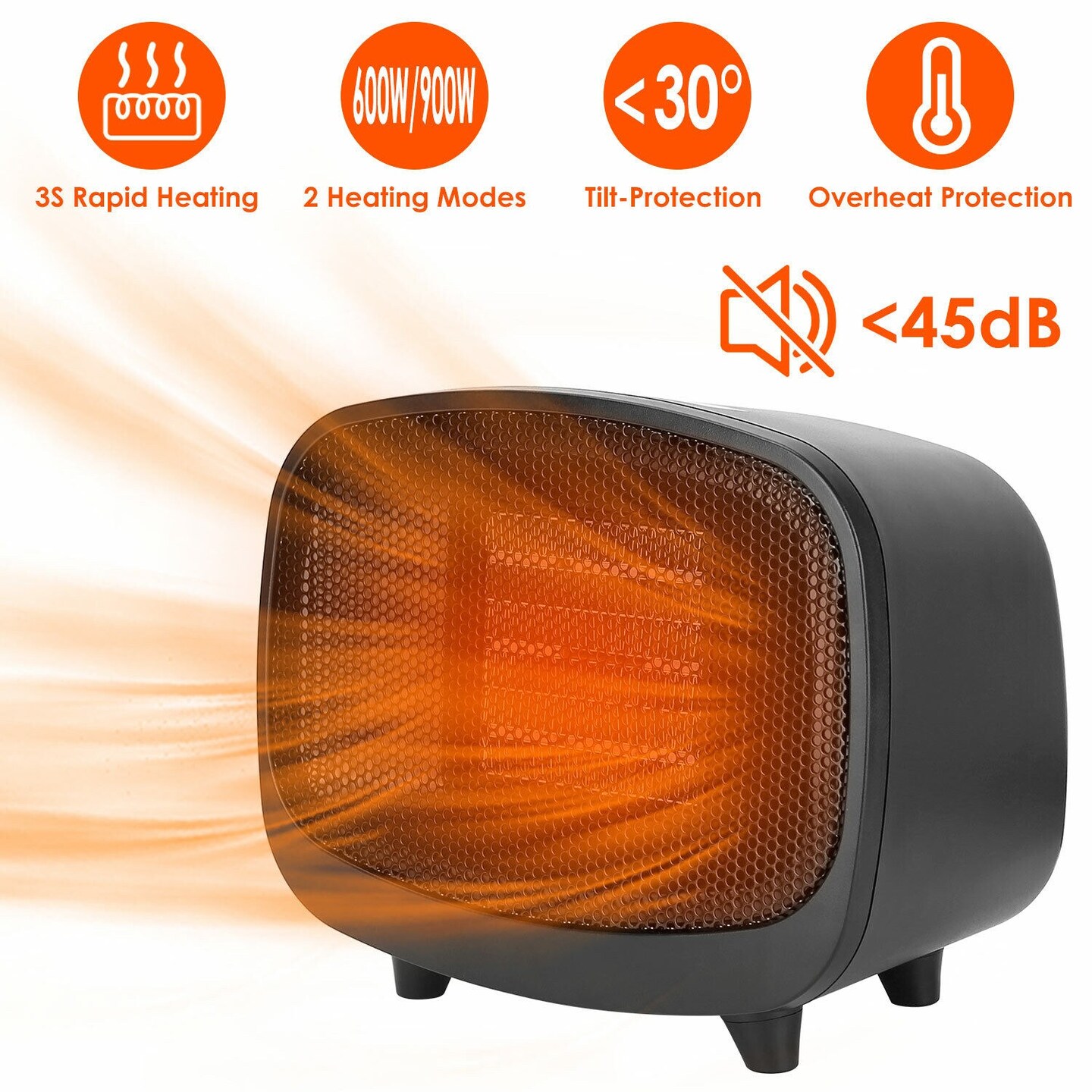Portable Ceramic Space Heater with Adjustable Thermostat