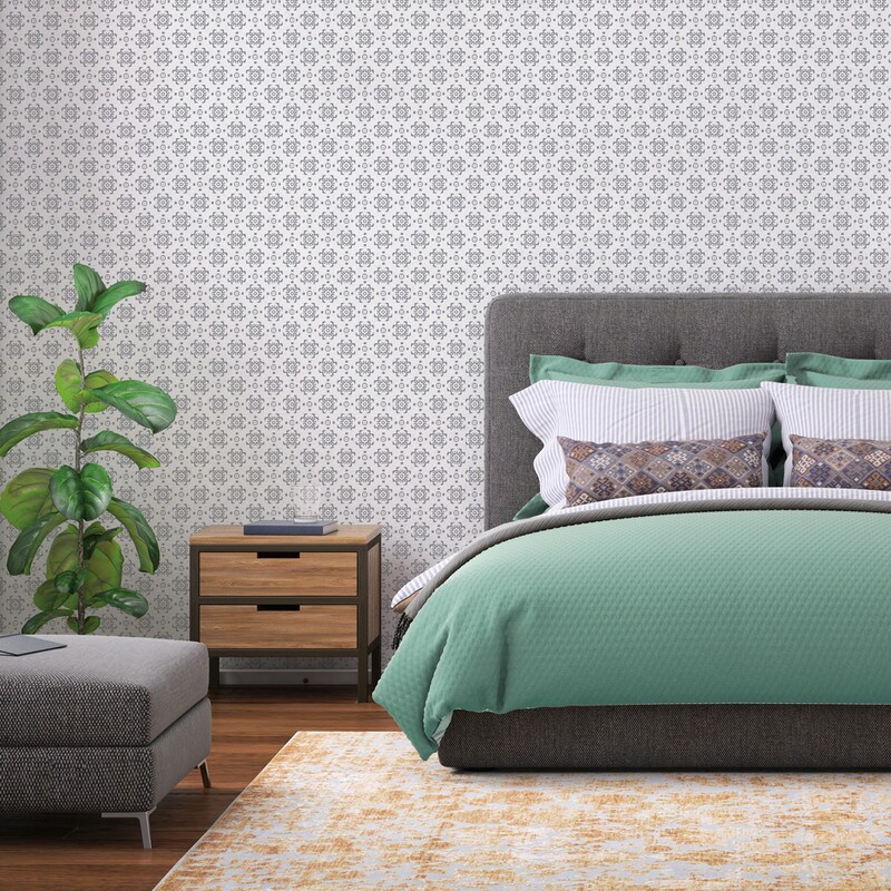 Tempaper Decorative Tile Peel and Stick Wallpaper Classic Grey