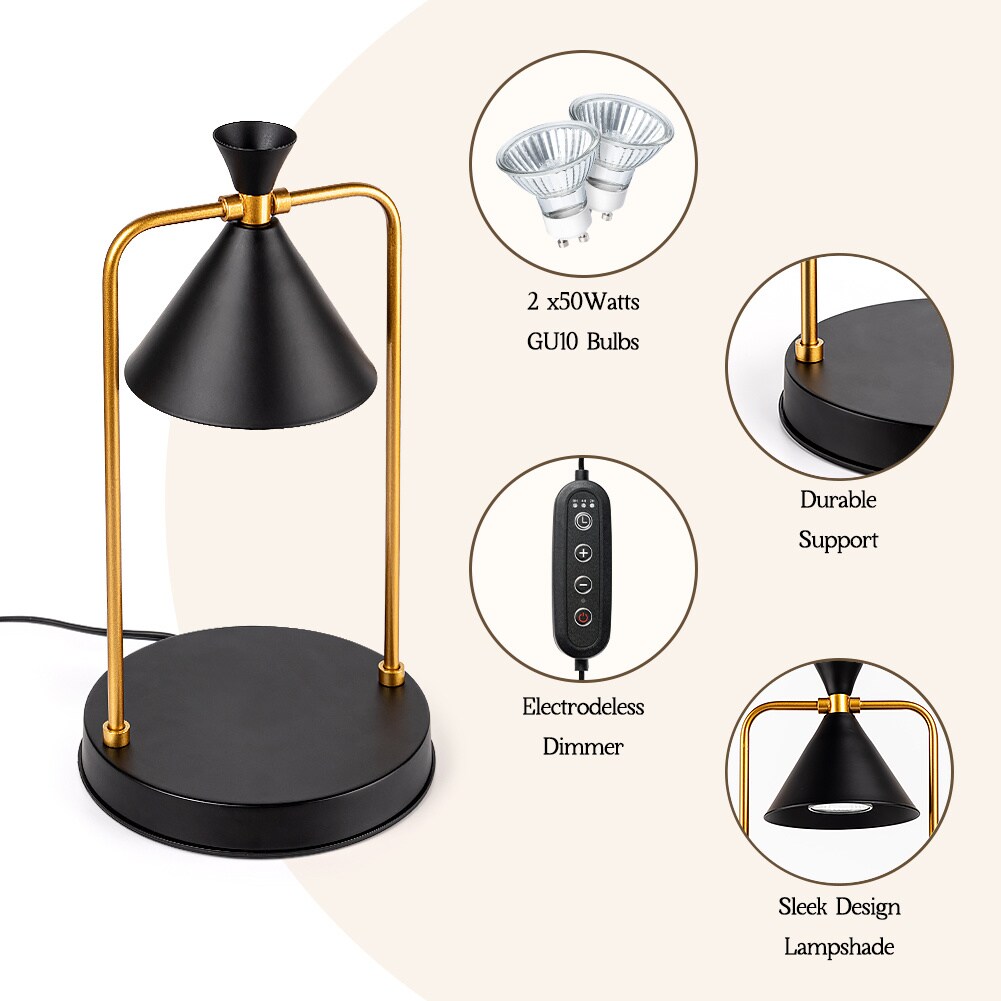 Marycele Candle Warmer Lamp, Electric Candle Lamp Warmer, Gifts for Mom, Bedroom Home Decor Dimmable Vintage Wax Melt Warmer for Scented Wax with 2 Bulbs, Jar Candles, House Warming Gifts