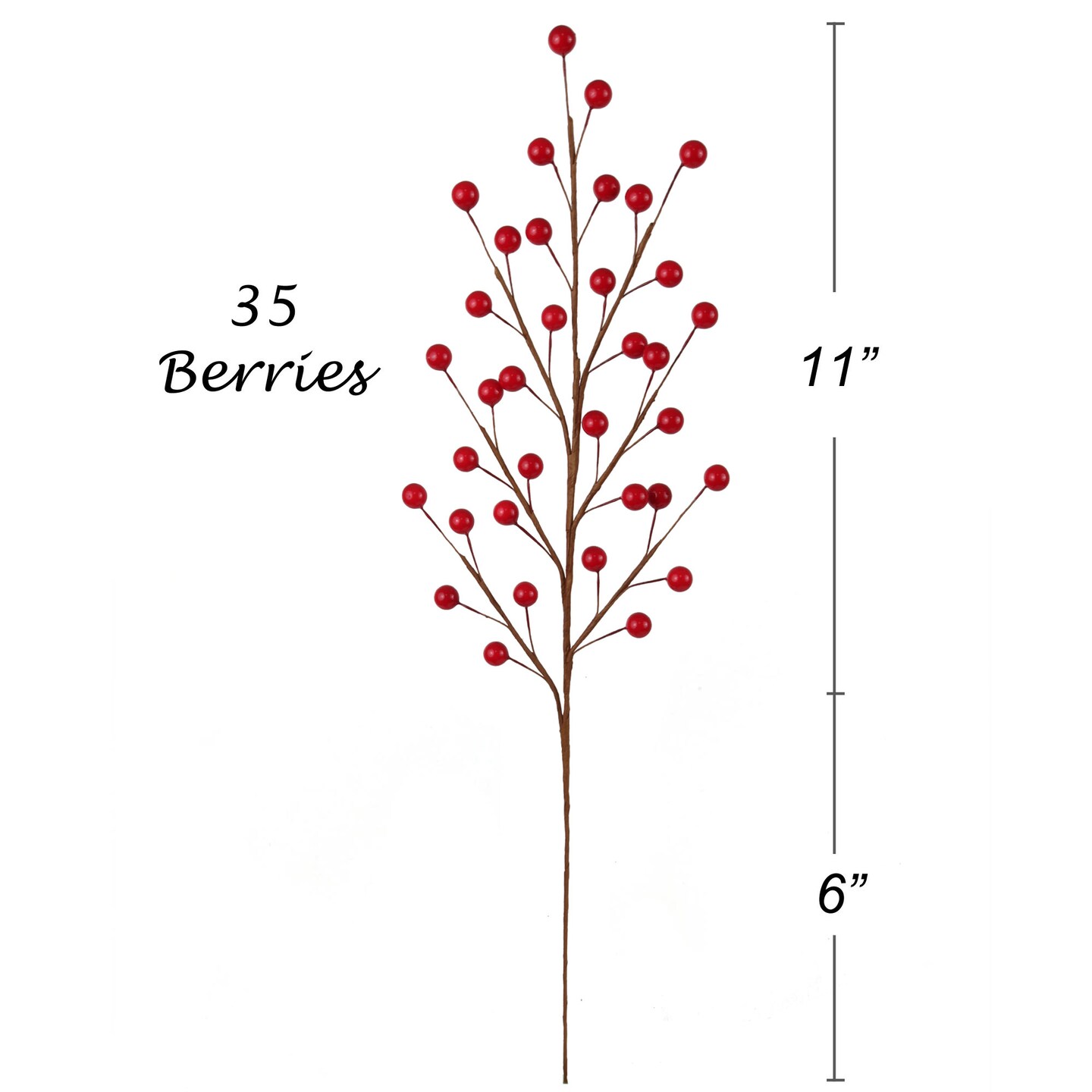 Set of 24: Red Holly Berry Stems with 35 Lifelike Berries, 17-Inch, Festive Holiday Decor, Trees, Wreaths, & Garlands, Christmas Picks, Home  & Office Decor