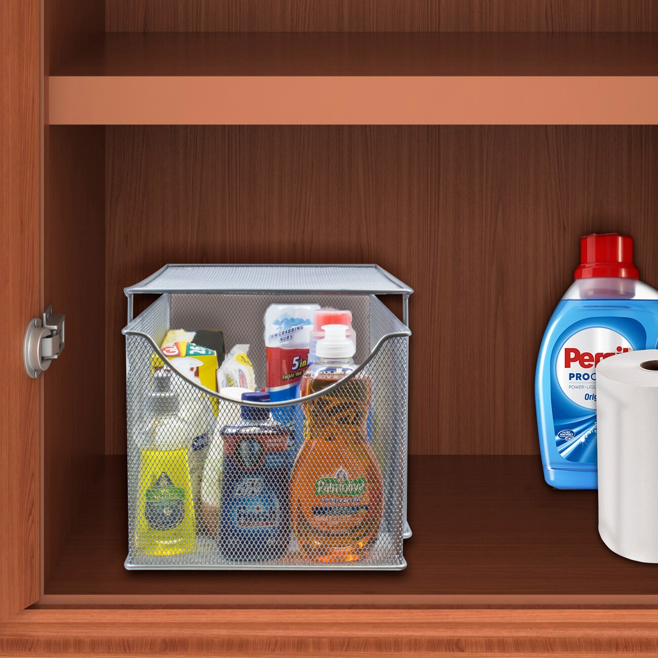 Sorbus Mesh Cabinet Organizer Basket With Sliding Drawer &#x2014;Stackable, Ideal for Countertop, Cabinet, Pantry, Under the Sink, Desktop and More