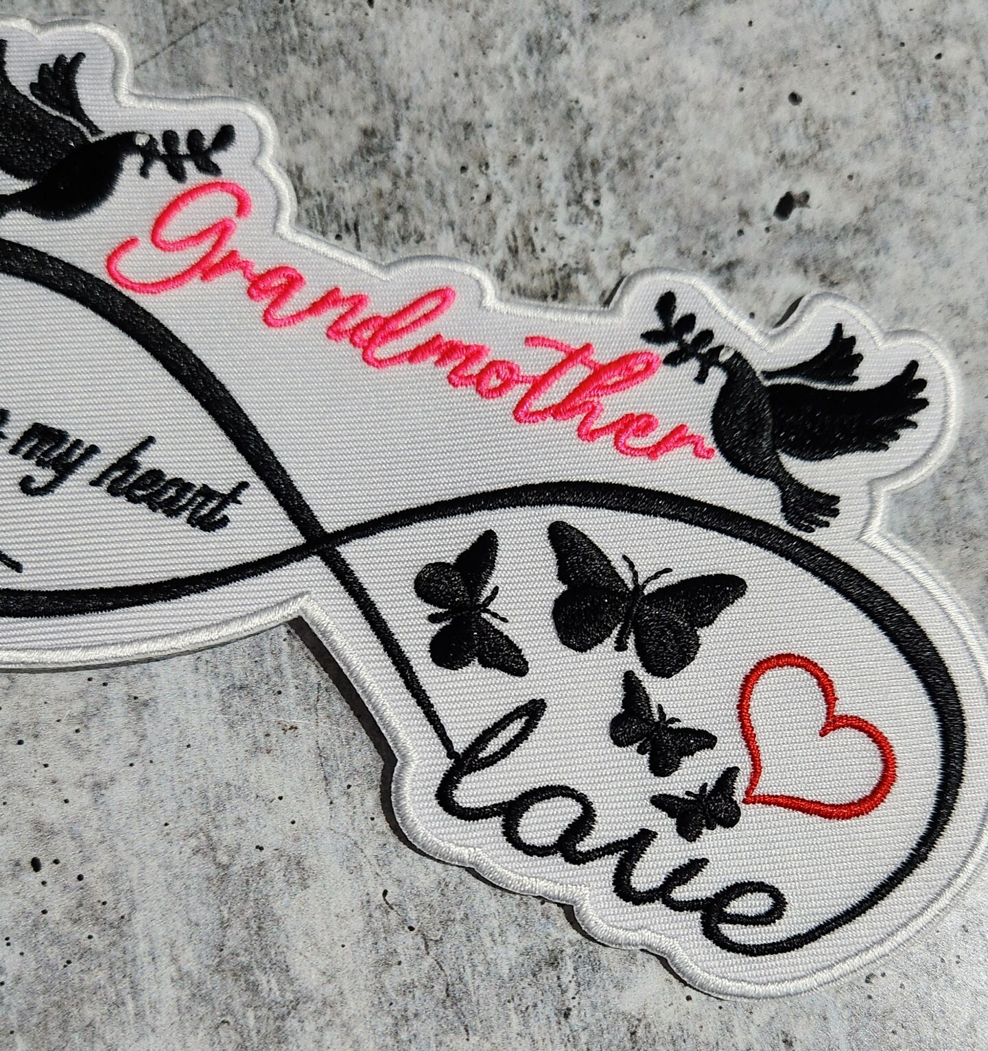 Memorial Infinity Collection: Patch Party Club, &#x22;GRANDMOTHER&#x22; Eternal Remembrance 1-pc, Iron-On Embroidered Patch, Sz 6&#x22;