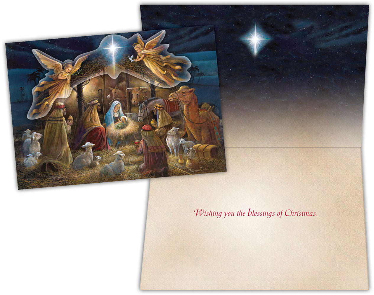 Boxed Christmas Cards - Holy Night Nativity -15 Cards &#x26; Envel