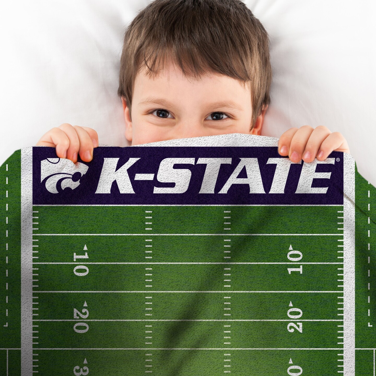 Sleep Squad Kansas State Wildcats Football Field 60&#x201D; x 80&#x201D; Raschel Plush Blanket