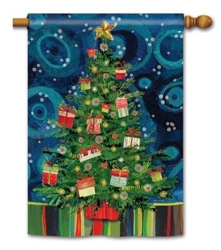 Mod Christmas Tree Flag 2 Sided Decorative