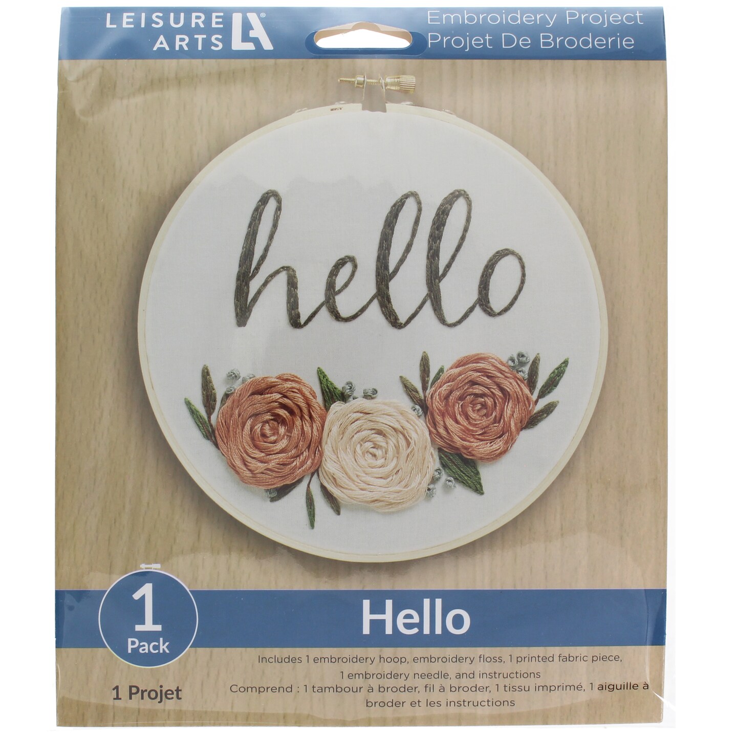 Leisure Arts Embroidery Kit 6" Hello - Embroidery Kit for Beginners and Adults, Cross Stitch Kits with Patterns, DIY Starter Set for Seasonal Craft Projects
