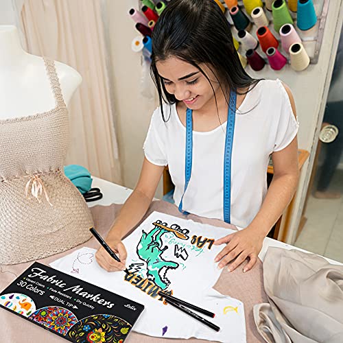 Lelix Fabric Markers, 30 Permanent Colors Dual Tip Fabric Pens for Writing  Painting on T-Shirts Clothes Sneakers Canvas Pillowcases, Child Safe &  Non-Toxic for Kids Adults