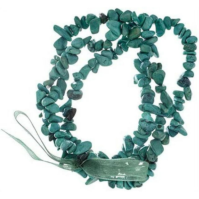Earth&#x27;s Jewels Semi-Precious Dyed Stabilized Turquoise 3-Strand Chips Stretch Bracelet