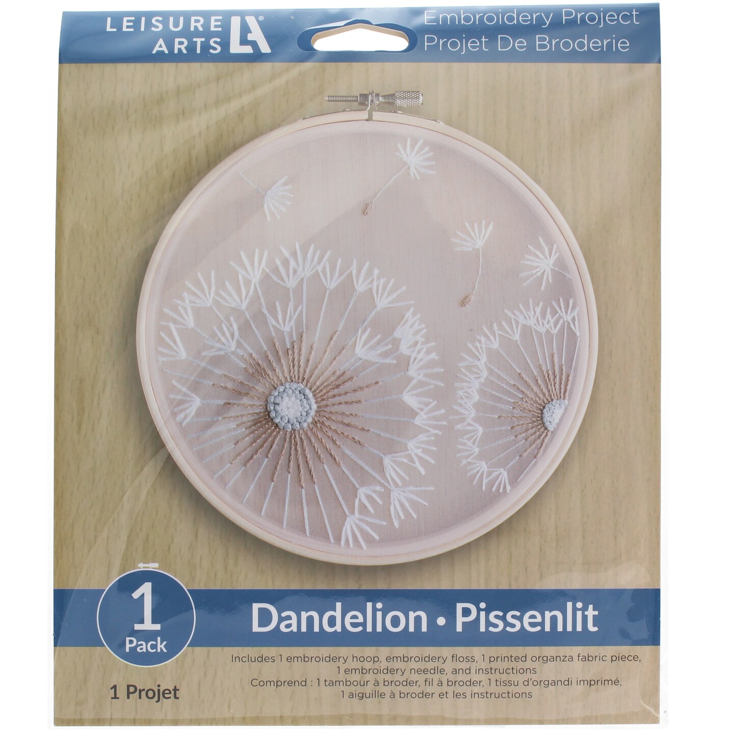 Leisure Arts Embroidery Kit 6&#x22; Dandelion - embroidery kit for beginners - embroidery kit for adults - cross stitch kits - cross stitch kits for beginners - embroidery patterns