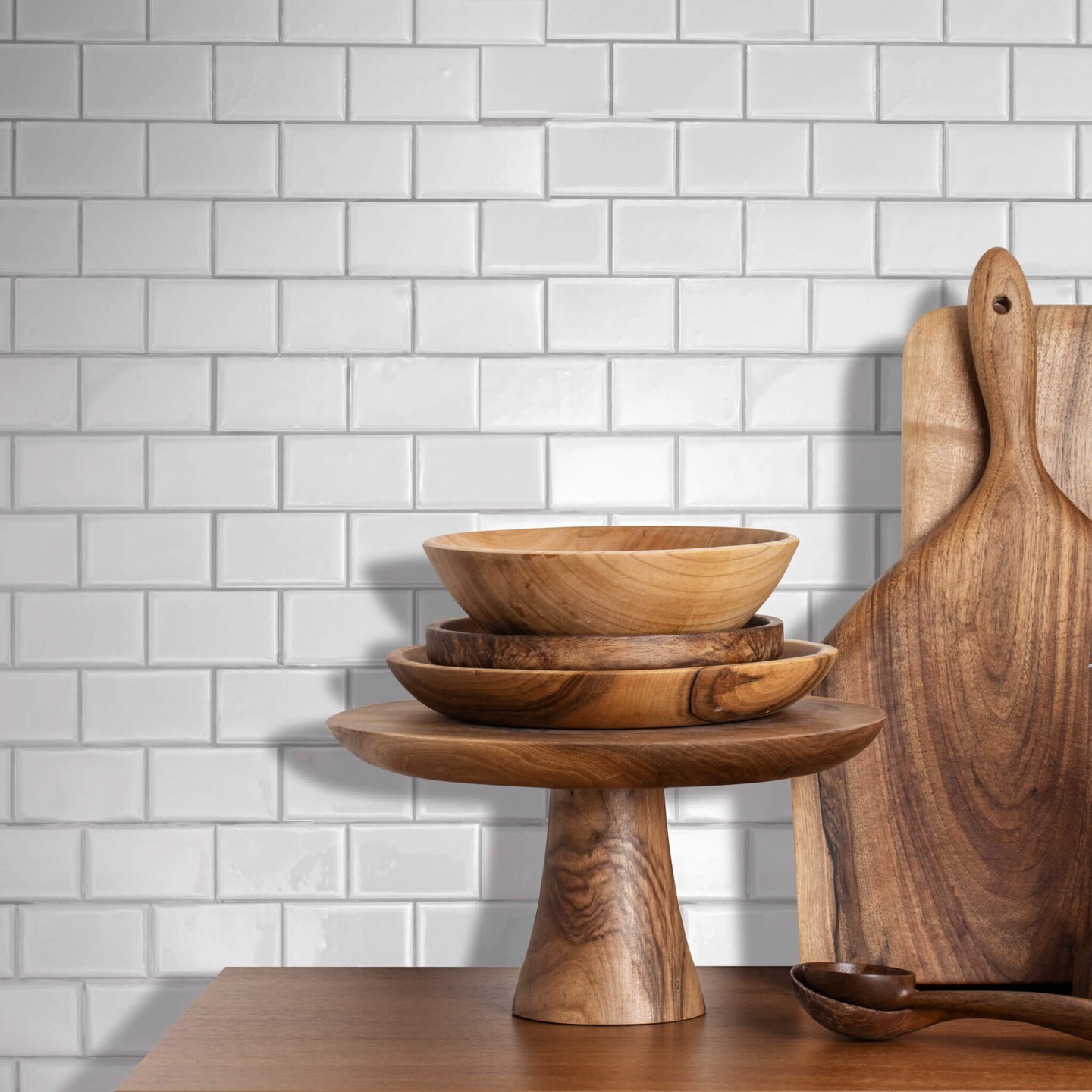 4-Pack 10.5" x 10.5" Peel and Stick White Subway Tile Backsplash. Covers 3.06 Sq. Ft