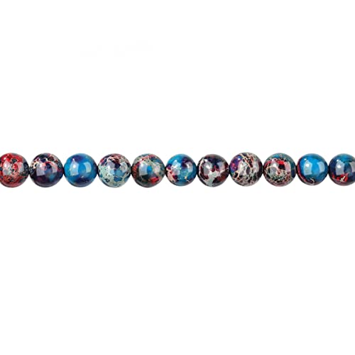 Natural Stone Beads 8mm Red Blue Imperial Jasper Polished Round Smooth Gemstone Beads for Jewelry Making Adults 15 Inch(Red Blue Imperial Jasper,8mm)