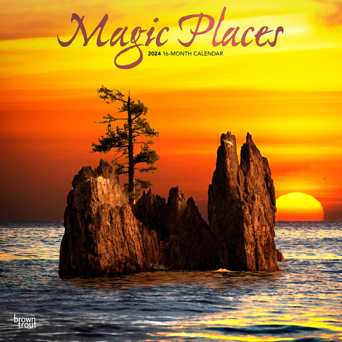 Magic Places | 2024 12 x 24 Inch Monthly Square Wall Calendar | Foil Stamped Cover | BrownTrout | Scenic Travel World Photography