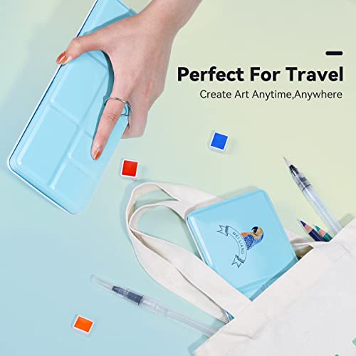 Watercolor Paint Set, 36 Vivid Colors in Pocket Box with Metal Ring and Watercolor Brush, Perfect for Students, Beginners and More