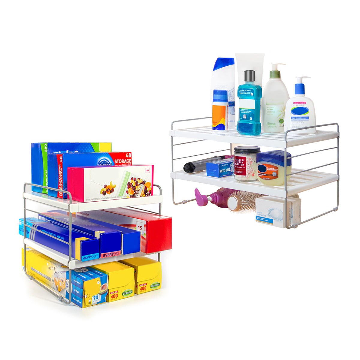 Expandable Kitchen Cabinet Shelf Organizers, Heavy Duty Adjustable