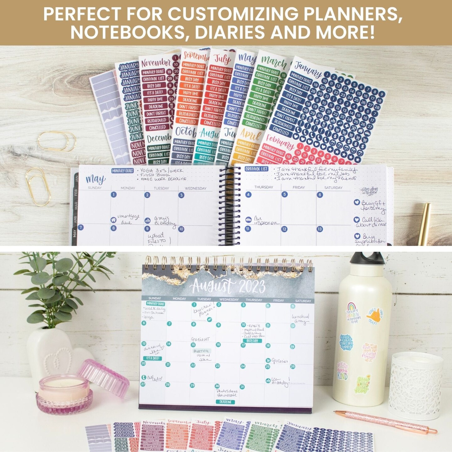 bloom daily planners Planner Stickers, Calendar Essentials Pack, Happy Seasons