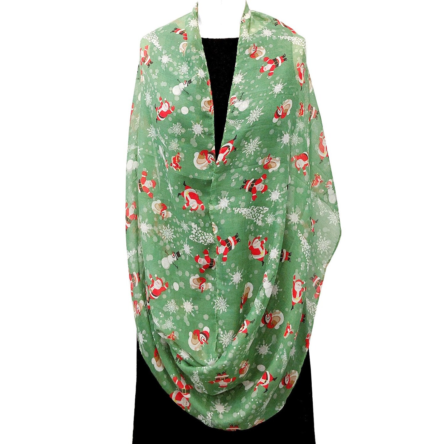 Wrapables Lightweight Winter Holiday Infinity Scarf, Santa &#x26; Snowman