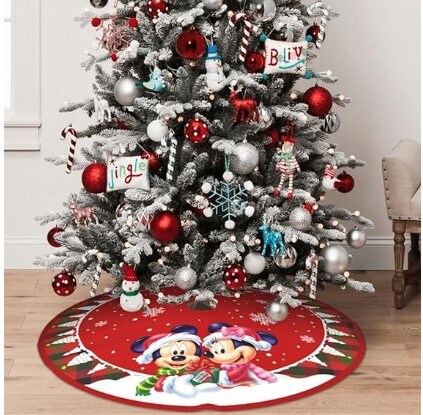 Skirt for a Christmas Tree Merry Christmas 36-Inch Tree Skirt,Red Tree Mat Decor for Christmas Xmas Happy New Year Festive Holiday Party Decorations