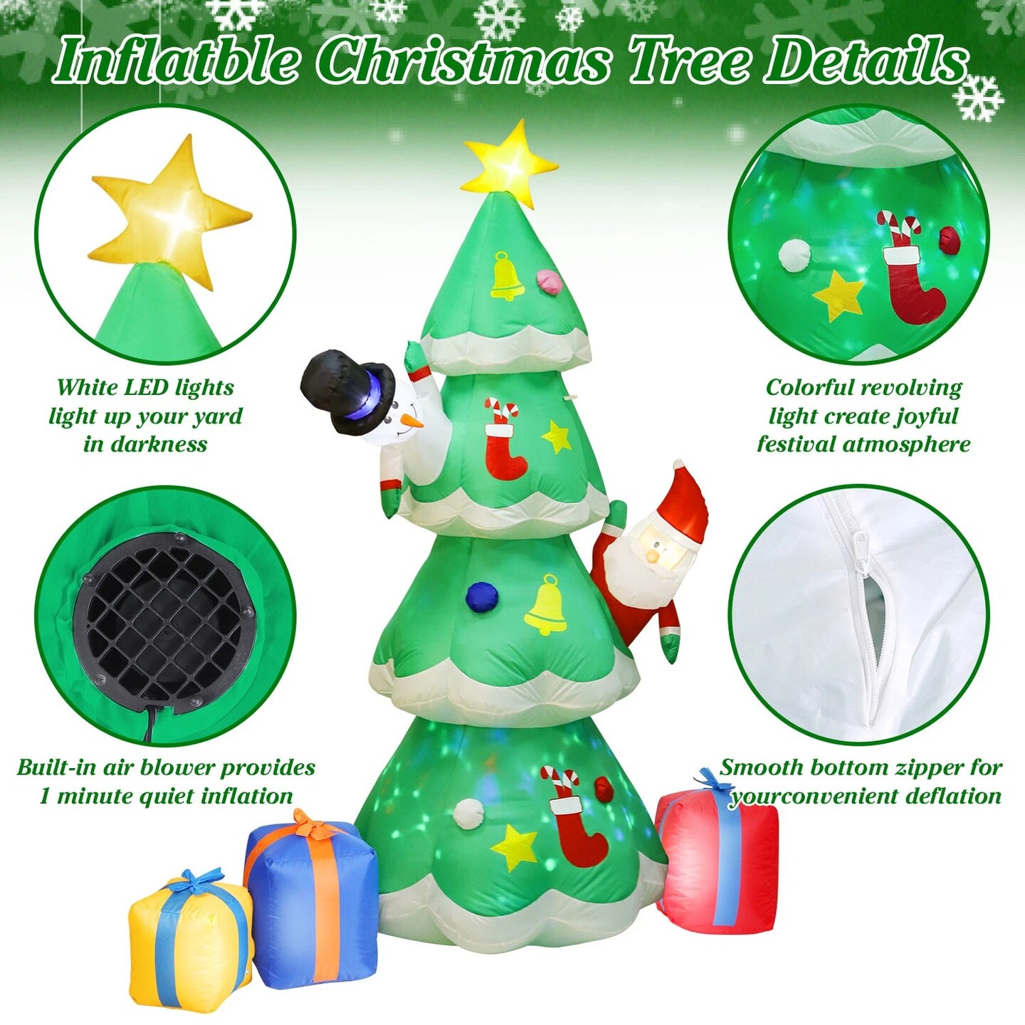Christmas Inflatable Yard Decoration with LED Lights