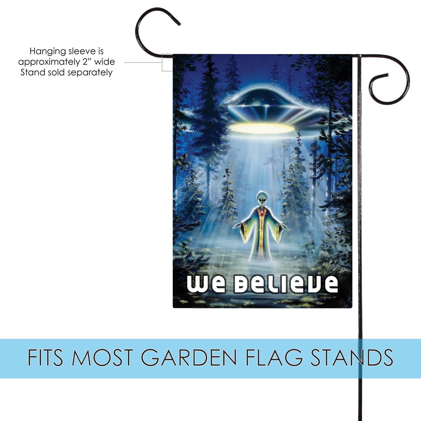 UFO Believe Decorative Aliens Double Sided Flag