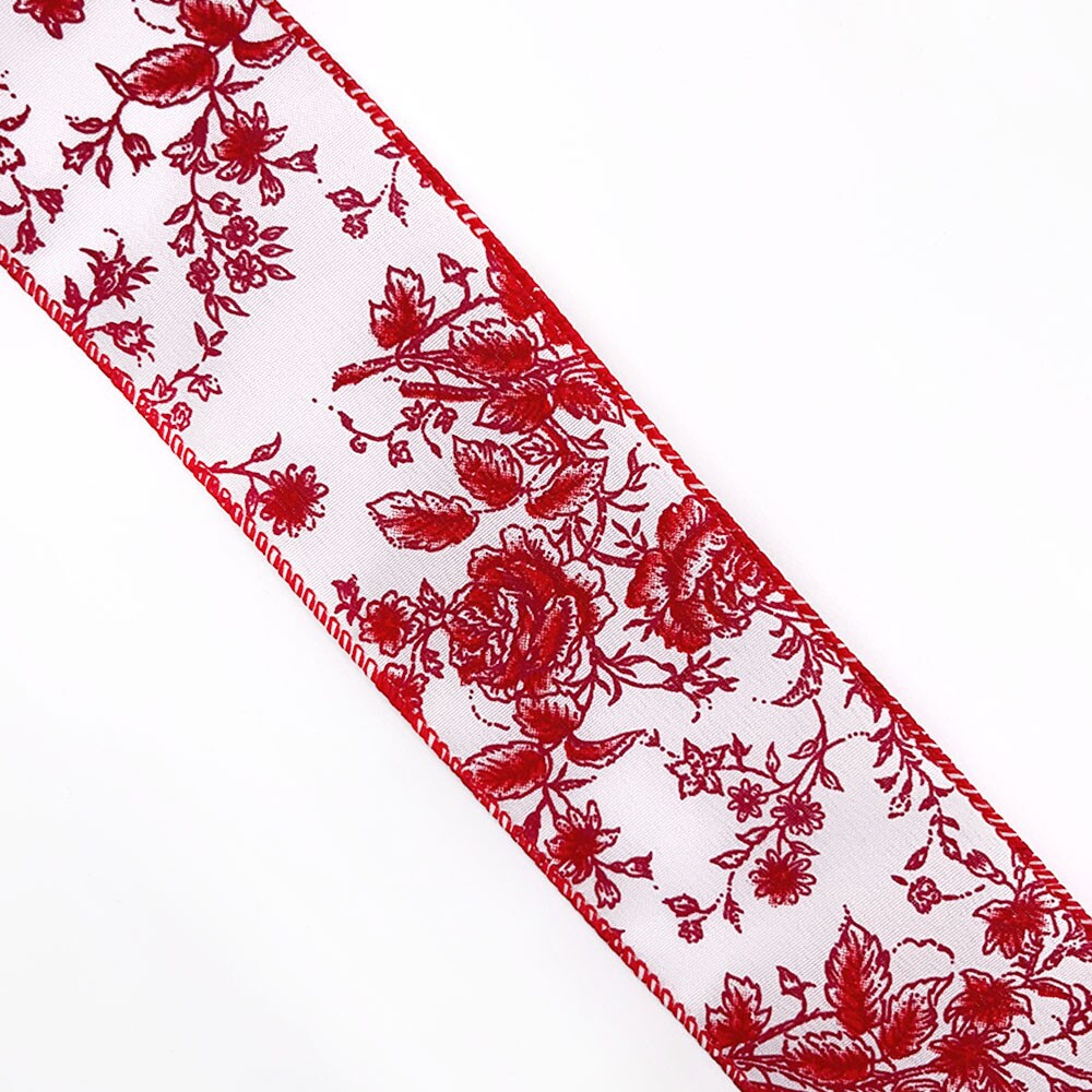 Designer’s Shop Rose Floral wired edge ribbon, 2.5” x 10 yard, Holiday and Wedding Ribbons