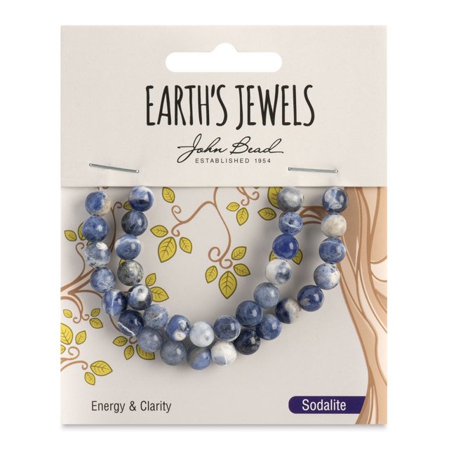Earth's Jewels Semi-Precious Sodalite Natural Round Beads, 6mm