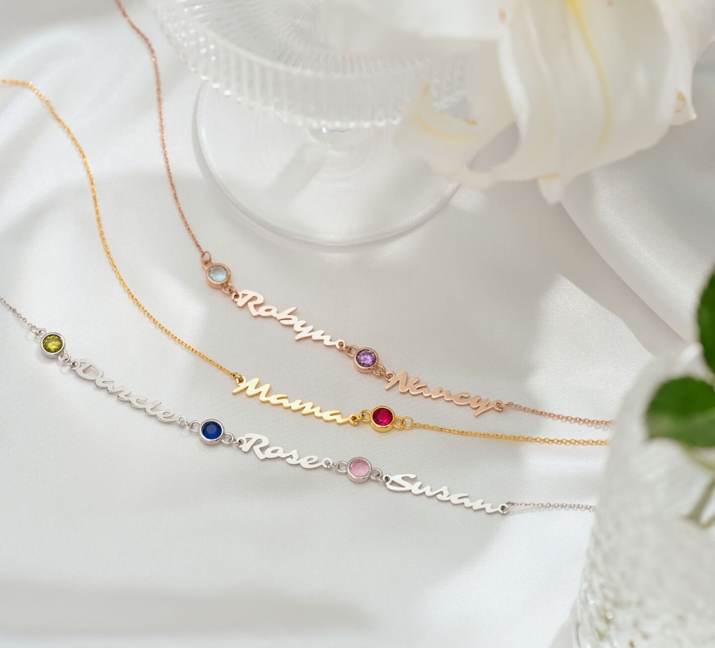 Angelheart Birthstone Necklace in gold, white gold, and silver