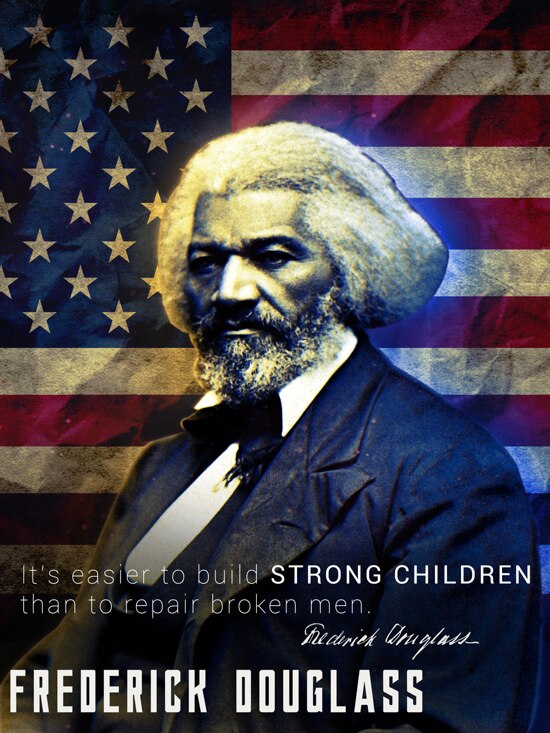 Frederick Douglass Poster Build Strong Children Classroom Quote, 18"x24", Unframed