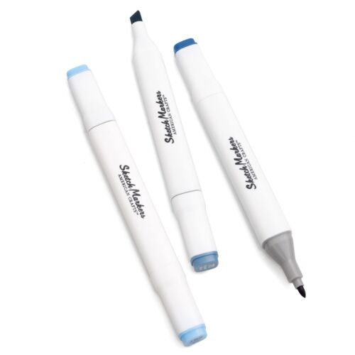 American Crafts - Sketch Markers Collection - Dual Tip - Chisel and Fine Point - Pacific 3 Pack 34007537