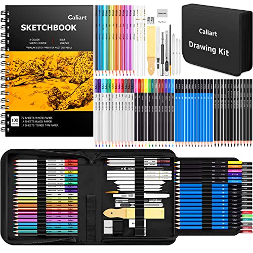 Sketching Drawing Kit Set 72-Piece and 100 Sheet Sketchbook, Art Supplies  for Adults, Teens, Kids, Watercolor & Graphite Drawing Coloring Art Pencils