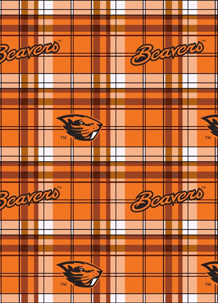 Sykel Enterprises-Oregon State University Fleece Fabric-Oregon State Beavers Plaid Fleece Blanket Fabric-Sold by the yard
