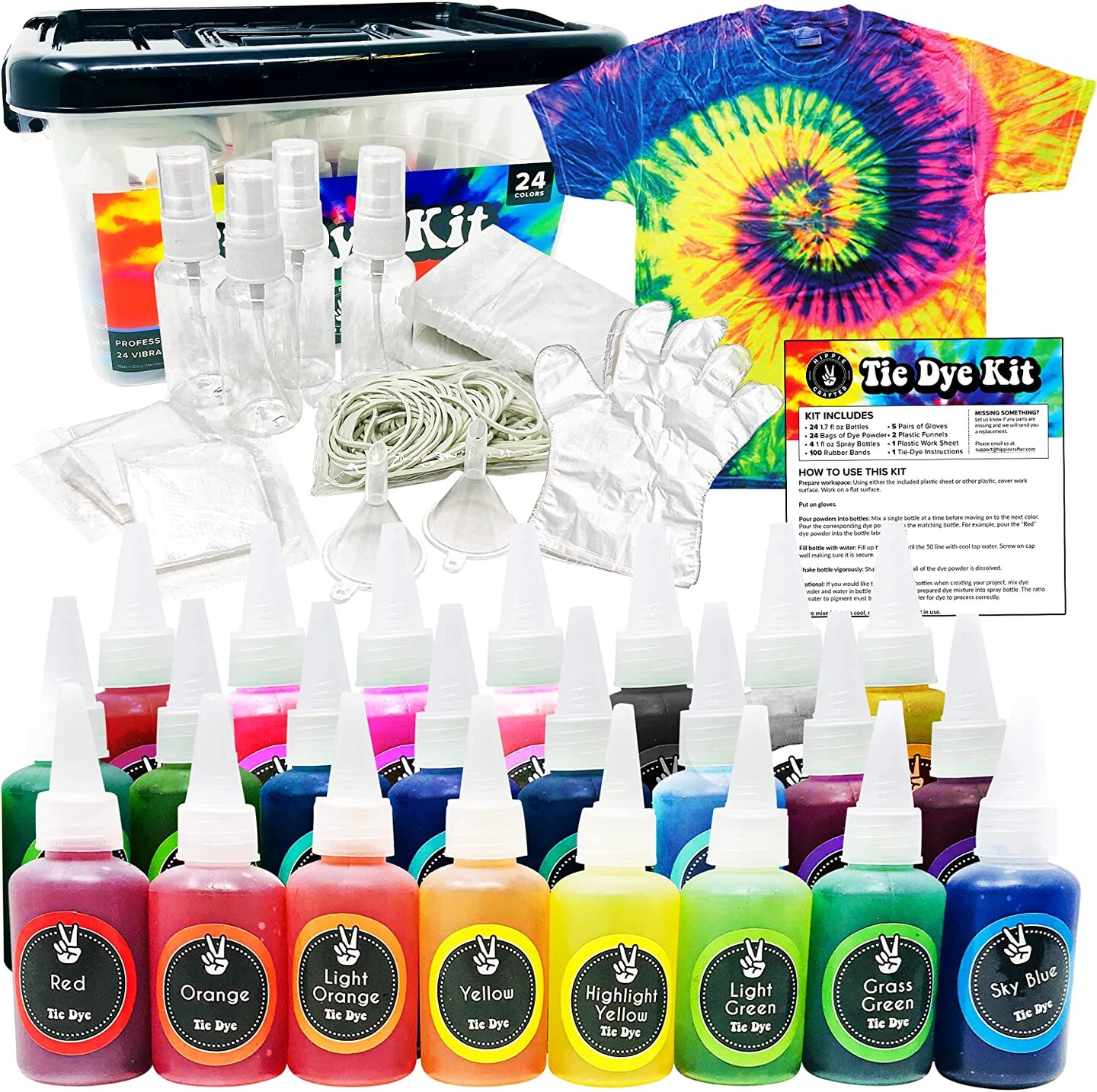 Premium Tie Dye Kit DIY Tie Dye Kits for Adults Fabric Shirt Clothes Decorating Tye Dye 24 Non Toxic Powder Bulk Color Rich and Pastels Tye Dye Kit Set and Die Supplies for Kids Party or Group