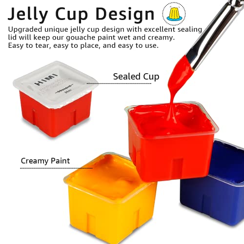 Gouache Paint Set, 24 Colors x 30ml/1oz with 3 Brushes & a Palette, Unique Jelly Cup Design, Non-Toxic, Guache Paint for Canvas Watercolor Paper - Perfect for Beginners, Students, Artists(Green)