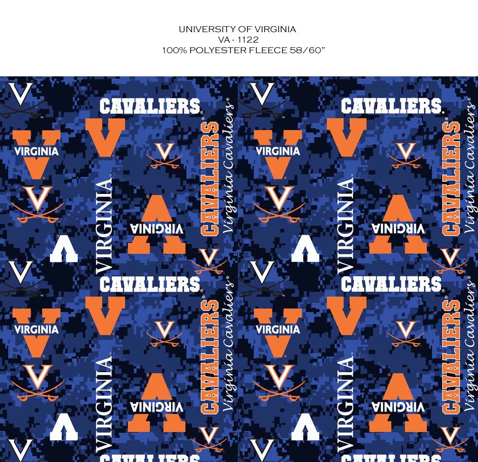 Sykel Enterprises-University of Virginia Fleece Fabric-Virginia Cavaliers Digi Camo Fleece Blanket Fabric-Sold by the yard