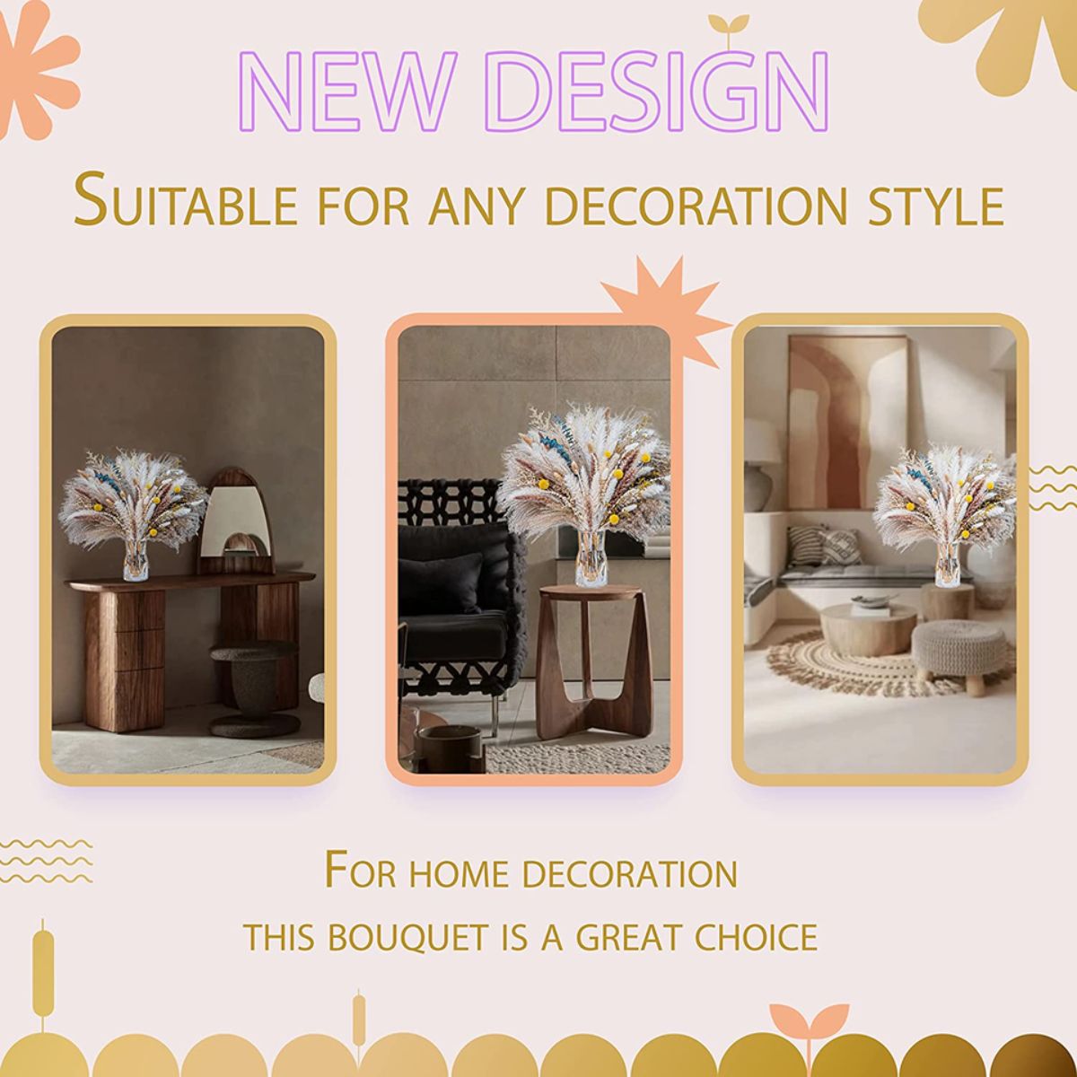 Natural Pampas Grass and Flower Home Decor 116 pcs