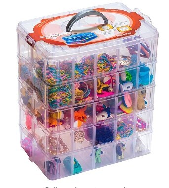 Clear 5 Layers Stackable Storage Container with 50 Adjustable Compartments, Compatibility with Small Toys Crafts and arts Piping Suggestions Organizer for Hardware Storage